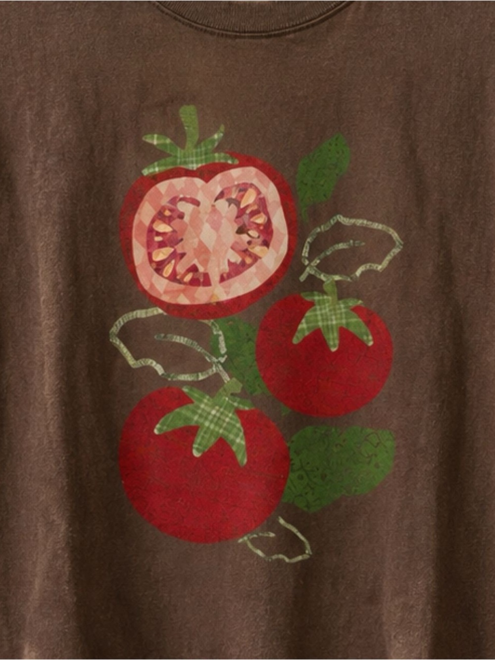 Gildan Brown Tee with Red Tomato Graphic - Picture 2 of 2